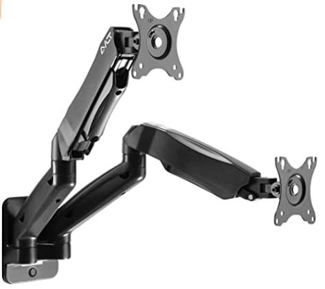 Wall mount dual monitor arm from 17-inches up to 32-inches